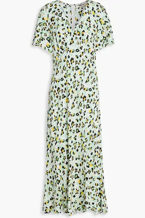 Diane von Furstenberg Cecilia printed crepe midi dress - Green - US 12