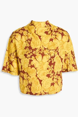 Diane von Furstenberg Olympia floral-print crepe top - Yellow - XS