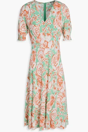 Diane von Furstenberg Jemma floral-print crepe dress - Green - US 00