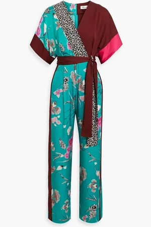 Diane von Furstenberg Rinna printed satin wide-leg jumpsuit - Blue - XXS