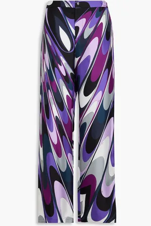 Puccini Printed silk-twill wide-leg pants - - XS