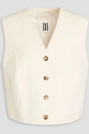 By Malene Birger Blaire cotton-blend seersucker vest - White - DE 42