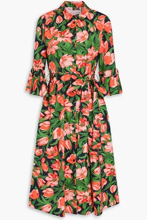 Carolina Herrera Floral-print cotton-blend poplin midi shirt dress - - US 0