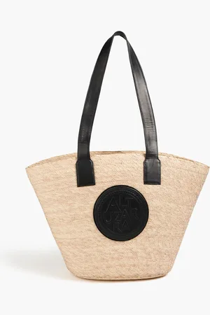 Altuzarra Medallion Watermill leather-trimmed raffia tote - - OneSize