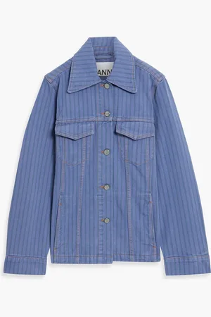 Ganni Striped denim jacket - Blue - DE 34