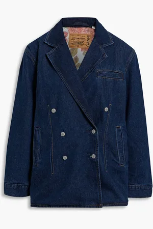 Ganni Double-breasted denim jacket - Blue - XXL