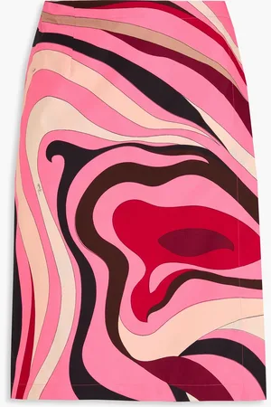 Puccini Printed cotton-poplin wrap skirt - Pink - IT 44