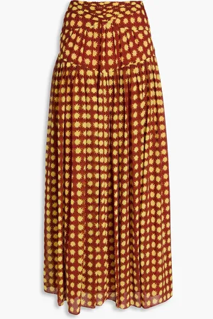 Diane von Furstenberg Amira gathered printed chiffon maxi skirt - Red - US 00