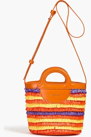 Marni Tropicalia leather-trimmed faux raffia bucket bag - - OneSize