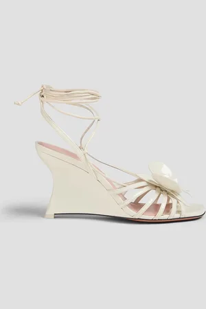ZIMMERMANN Floral-appliquéd patent-leather wedge sandals - White - EU 37