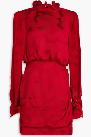 SALONI Rina ruffled jacquard mini dress - - UK 8