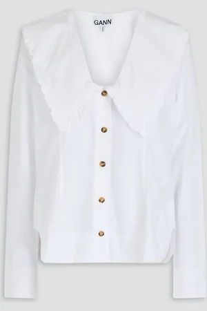 Ganni Ruffled cotton-poplin shirt - - DE 44