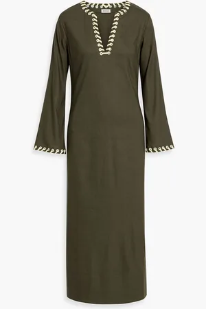 Simkhai Dalta embellished linen-blend midi dress - Green - S