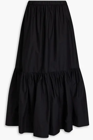 Ganni Gathered cotton-poplin midi skirt - - DE 42
