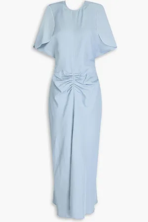 Victoria Beckham Ruched crepe midi dress - Blue - UK 14