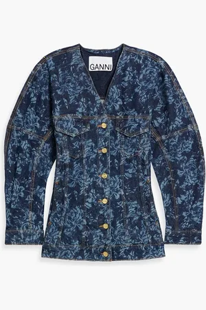 Ganni Printed denim jacket - Blue - DE 36