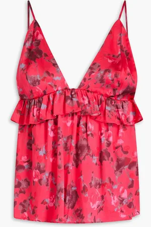 Ganni Ruffled printed sati camisole - Pink - DE 36