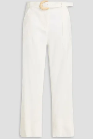 Simkhai Belted linen-blend wide-leg pants - White - US 6