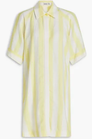 Simkhai Greta striped linen-blend gauze mini shirt dress - Yellow - M