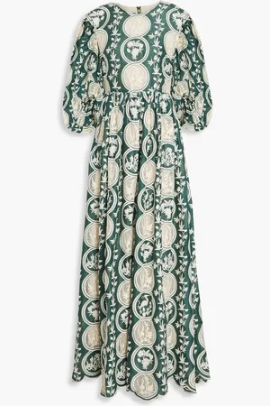 Agua by Agua Bendita Raquel embroidered linen maxi dress - Green - XS