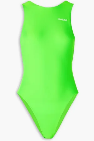 Ganni Printed neon swimsuit - Green - DE 42