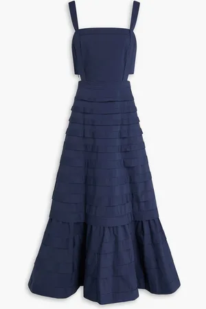 Simkhai Sicillia pintucked cotton-blend maxi dress - Blue - US 10