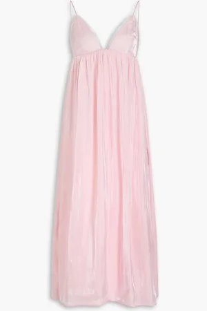 Ganni Frayed satin-twill midi dress - Pink - DE 42