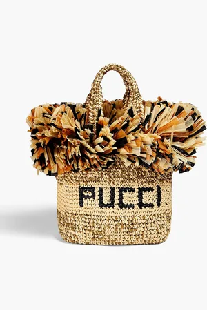 Puccini Fringed faux raffia tote - Neutral - OneSize