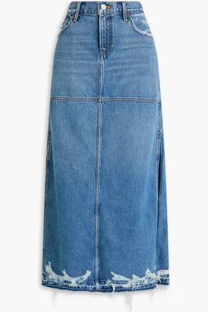 RE/DONE Distressed denim maxi skirt - Blue - 29