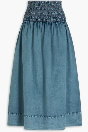 Ganni Cotton-poplin midi skirt - Blue - DE 34