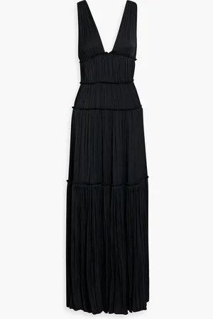 Simkhai Tiered pleated satin maxi dress - - US 10