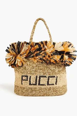 Puccini Fringed faux raffia tote - - OneSize
