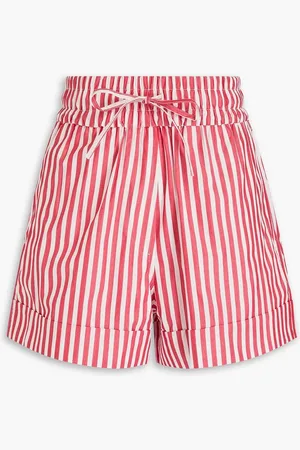 Ganni Striped cotton-poplin shorts - - DE 32