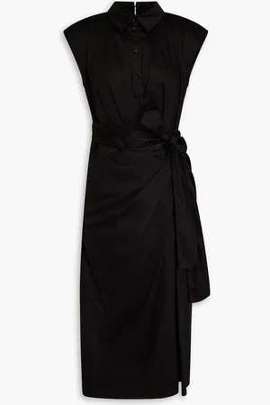 Carolina Herrera Draped cotton-blend poplin midi shirt dress - - US 12