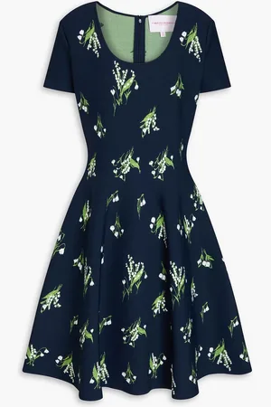 Carolina Herrera Flared jacquard-knit dress - Blue - S