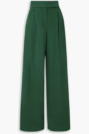 VERONICA BEARD Marbeau pleated voile wide-leg pants - Green - US 6