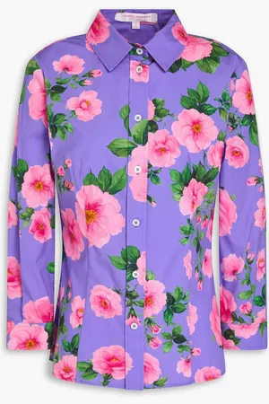 Carolina Herrera Floral-print cotton-blend poplin shirt - - US 0