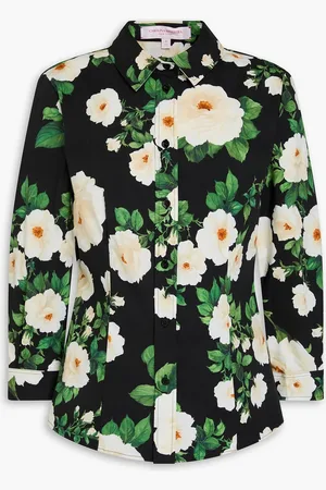 Carolina Herrera Floral-print cotton-blend poplin shirt - - US 10