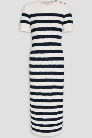 Carolina Herrera Striped silk and cotton-blend midi dress - Blue - M