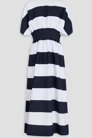 Carolina Herrera Striped cotton-blend twill midi dress - Blue - US 2