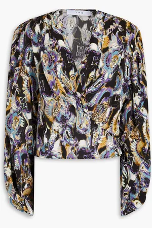 IRO Dena wrap-effect printed crepe de chine blouse - - FR 34