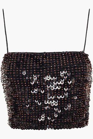 ALICE+OLIVIA Alice Olivia - Cropped embellished mesh top - - L