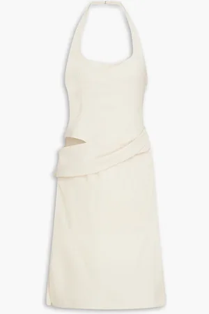 Jacquemus Hielo cutout draped wool-blend halterneck dress - White - FR 44