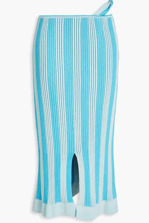 Jacquemus Gelato striped ribbed cotton-blend midi skirt - Blue - FR 36