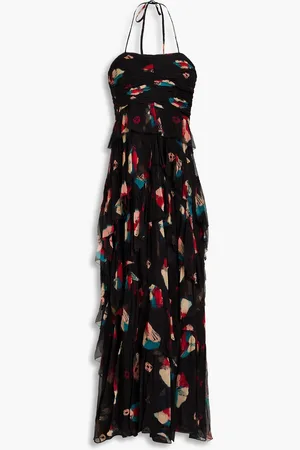 ULLA JOHNSON Ruffled printed silk-crepon gown - - US 10