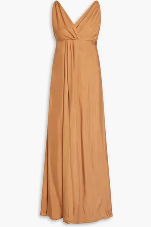 Simkhai Rinna pleated cupro-blend twill maxi dress - Brown - XS