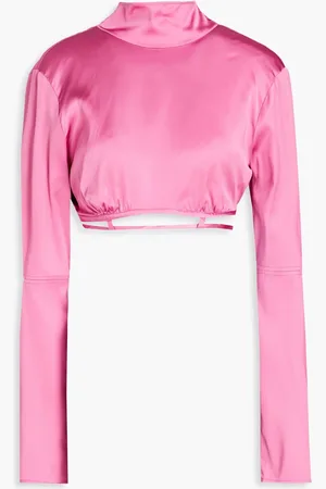 Jacquemus Mentalo cropped cutout satin top - - FR 38
