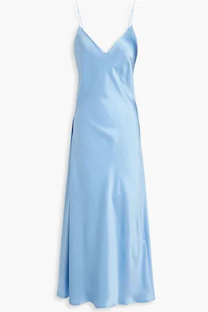 Victoria Beckham Silk-satin crepe midi slip dress - Blue - UK 14