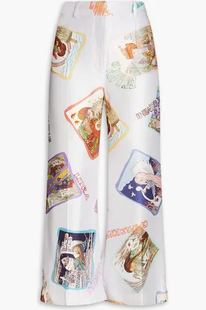 ZIMMERMANN Cropped printed silk crepe de chine flared pants - Purple - 0