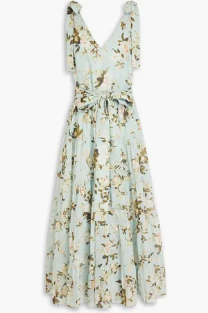 Erdem Floral-print twill cotton and silk-blend voile midi dress - Green - UK 12